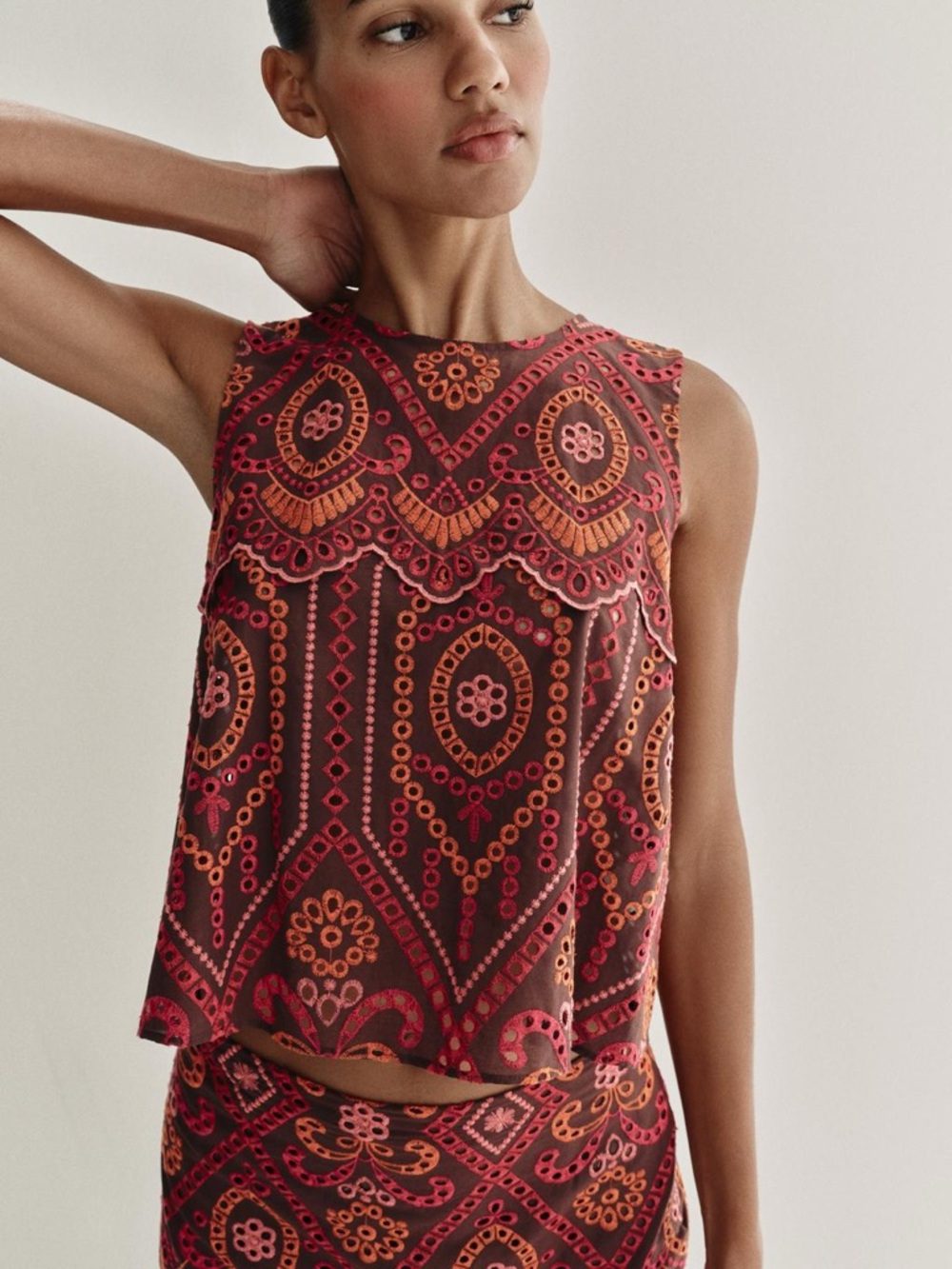 NWT Zara Embroidered Eyelet Tank top SOLD OUT ONLINE sz Small - Picture 7 of 9